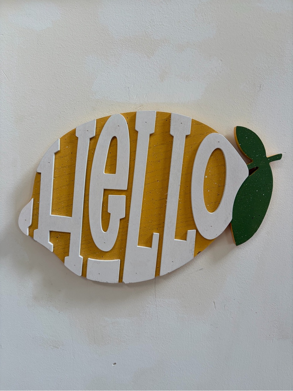 HELLO Lemon Wall Sign - Yellow & Green Wooden Décor